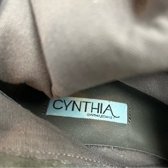 Cynthia Rowley DLuxe Tall Boots Gray Suede SZ 7.5 Y2K Stacked Heel Statement - Picture 5 of 9